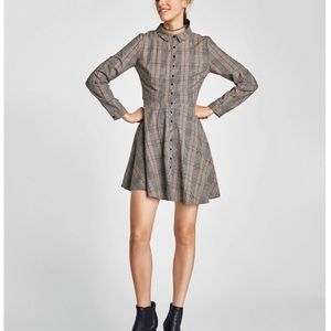 Zara - Long Sleeve Plaid Collar Dress!